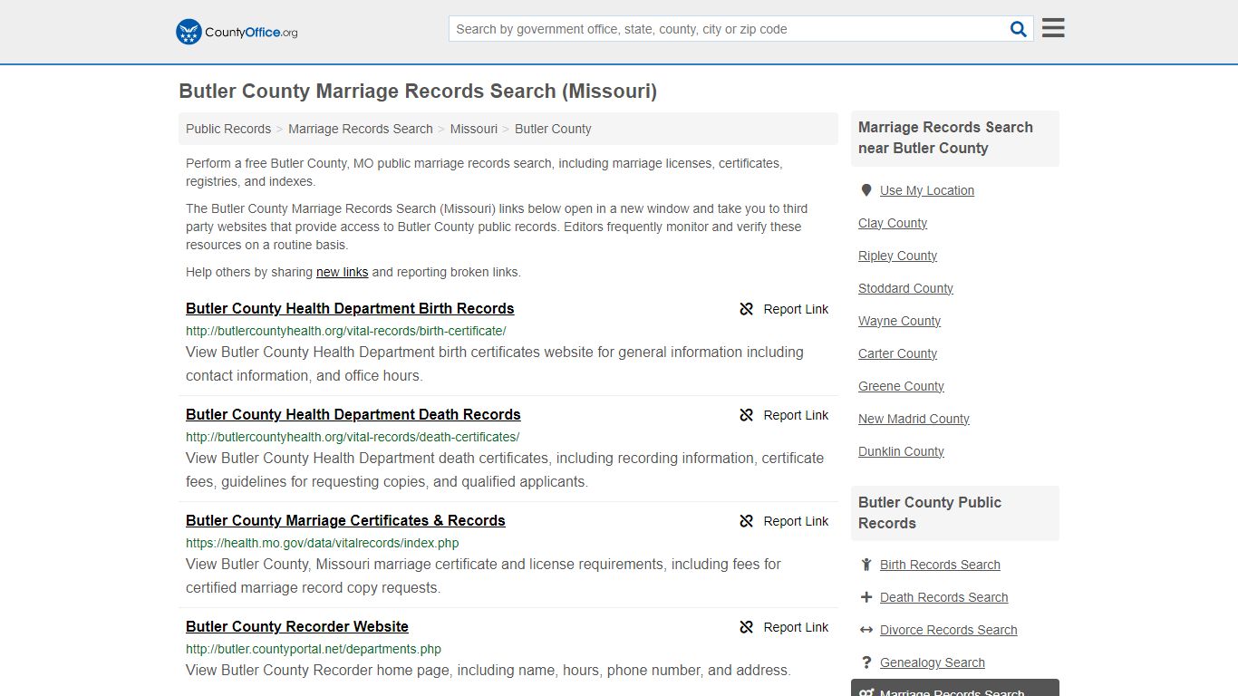 Butler County Marriage Records Search (Missouri) - County Office