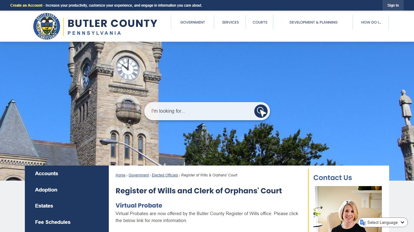 Register of Wills and Clerk of Orphans' Court | Butler County, PA